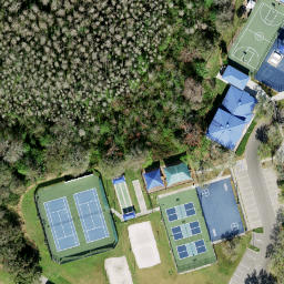 Sand Volleyball Court, Pebble Creek, FL — aerial view