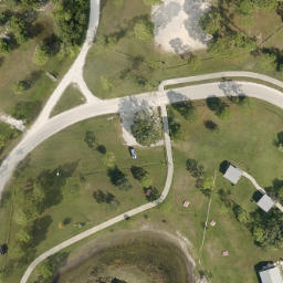 Sand Volleyball Court, Palm Shores, FL — aerial view