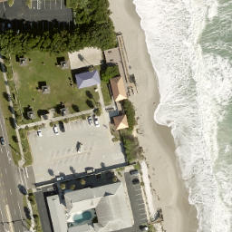 Sand Volleyball Court, Indian Harbour Beach, FL — aerial view