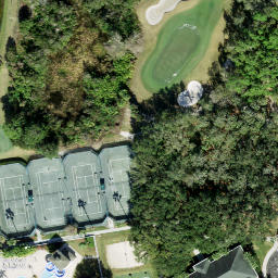 Sand Volleyball Court, Pebble Creek, FL — aerial view