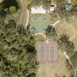 Sand Volleyball Court, The Meadows, FL — aerial view