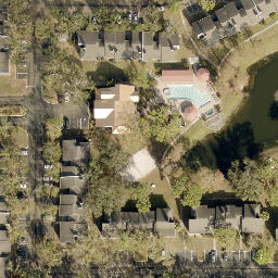 Sand Volleyball Court, Desoto Lakes, FL — aerial view
