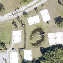 Sand Volleyball Court, North River Shores, FL — aerial view
