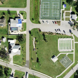 Sand Volleyball Court, Harbour Heights, FL — aerial view