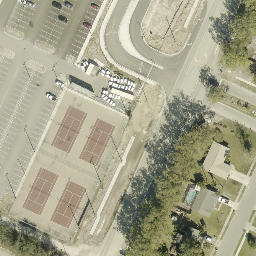 Sand Volleyball Court, Olga, FL — aerial view