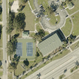 Sand Volleyball Court, Tice, FL — aerial view