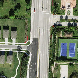 Sand Volleyball Court, Atlantis, FL — aerial view