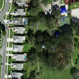 Sand Volleyball Court, Seminole Manor, FL — aerial view