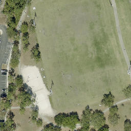 Sand Volleyball Court, Three Oaks, FL — aerial view