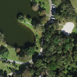 Sand Volleyball Court, Twin Lakes, FL — aerial view