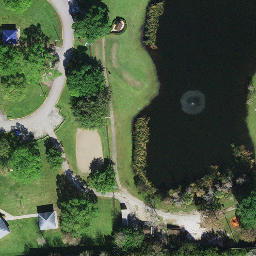 Sand Volleyball Court, Rock Island, FL — aerial view