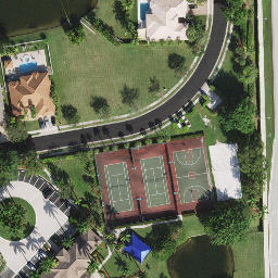 Sand Volleyball Court, Sunshine Ranches, FL — aerial view