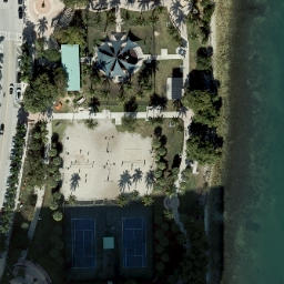 Sand Volleyball Court, Miami, FL — aerial view