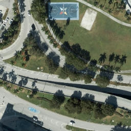 Sand Volleyball Court, Miami, FL — aerial view