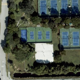 Sand Volleyball Court, University Park, FL — aerial view