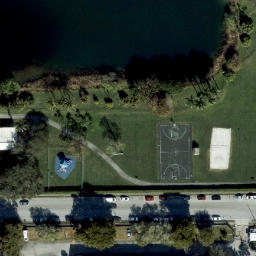 Sand Volleyball Court, South Miami Heights, FL — aerial view