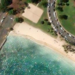 Ala Moana Park Beach Volleyball Courts — aerial view