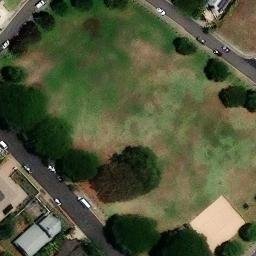 Sand Volleyball Court, Urban Honolulu, HI — aerial view