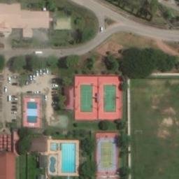 Sand Volleyball Court in Swarga Bara, KI — aerial view