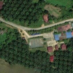 Sand Volleyball Court in Sungai Merdeka, KI — aerial view