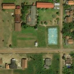 Sand Volleyball Court in Meraksa Aji, LA — aerial view