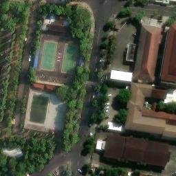 Sand Volleyball Court in Ngawi, JI — aerial view