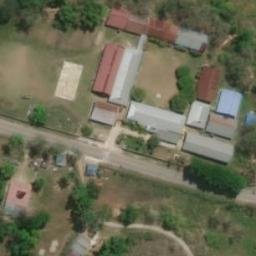 Sand Volleyball Court in Tebara, NT — aerial view