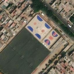 Sand Volleyball Court in San Juan de Lurigancho, LIM — aerial view