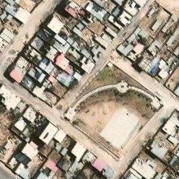 Sand Volleyball Court in Cerro Colorado, ARE — aerial view