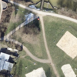 Sand Volleyball Court in Reitbrook, Hamburg — aerial view