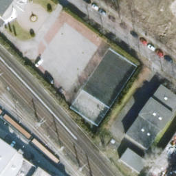 Sand Volleyball Court in Karlshorst, Berlin — aerial view