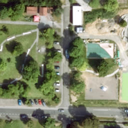 Sand Volleyball Court in Ostheim, Bayern — aerial view