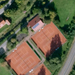 Sand Volleyball Court in Trebgast, Bayern — aerial view