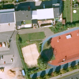 Sand Volleyball Court in Goldbach, Bayern — aerial view