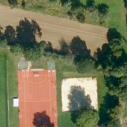 Sand Volleyball Court in Erlenbach am Main, Bayern — aerial view