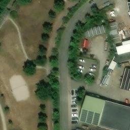 Sand Volleyball Court in Hockenheim, Baden-Württemberg — aerial view