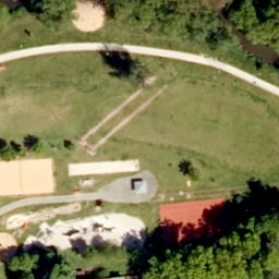 Sand Volleyball Court in Georgensgmünd, Bayern — aerial view