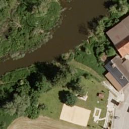 Kneippbecken Beachvolleyballplatz Boulefeld — aerial view