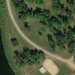 Sand Volleyball Court in Minot, ND — aerial view
