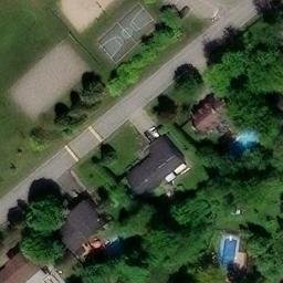 Sand Volleyball Court in Rosemère, QC — aerial view