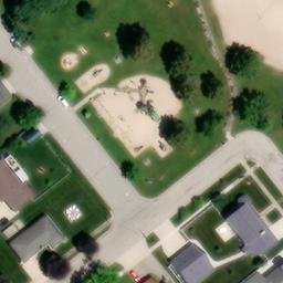 Sand Volleyball Court in Rogers City, MI — aerial view