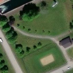 Pointe-des-Cascades Beach Volleyball Court — aerial view