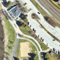 Magog Beach Volleyball Court #1 — aerial view