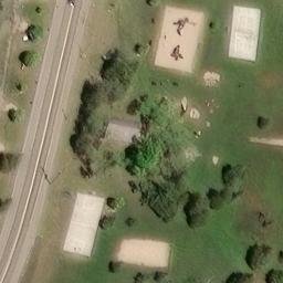 Sand Volleyball Court in Boyne City, MI — aerial view