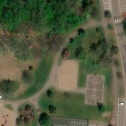 Sand Volleyball Court in Landfall, MN — aerial view