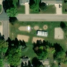 Sand Volleyball Court in Grand Meadow, MN — aerial view