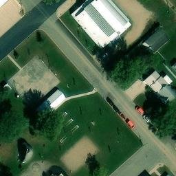 Sand Volleyball Court in Worthington, MN — aerial view