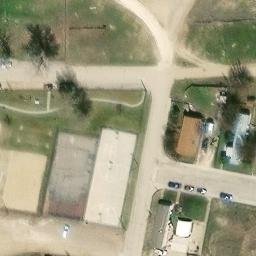 Sand Volleyball Court in Midwest, WY — aerial view