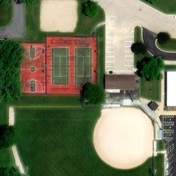 Sand Volleyball Court in Juneau, WI — aerial view