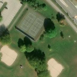 Sand Volleyball Court in Monona, WI — aerial view